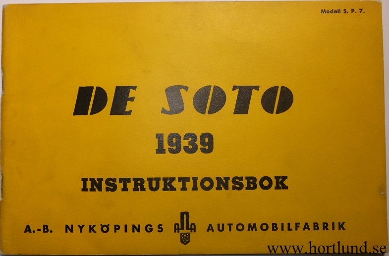 1939 De Soto SP7 Instruktionsbok svensk
