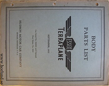 1932 Essex Terraplane Body Parts List
