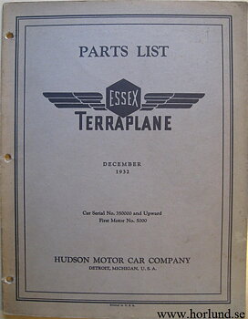 1932 Essex Terraplane Parts List uppdaterad