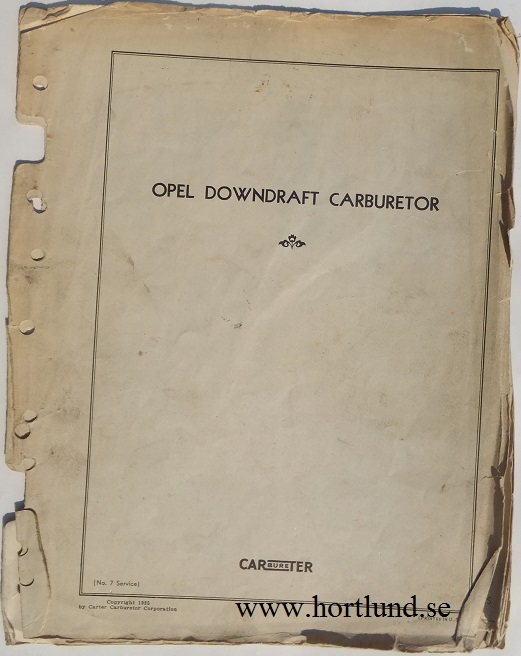 1934 Opel Downdraft Carburetor manual