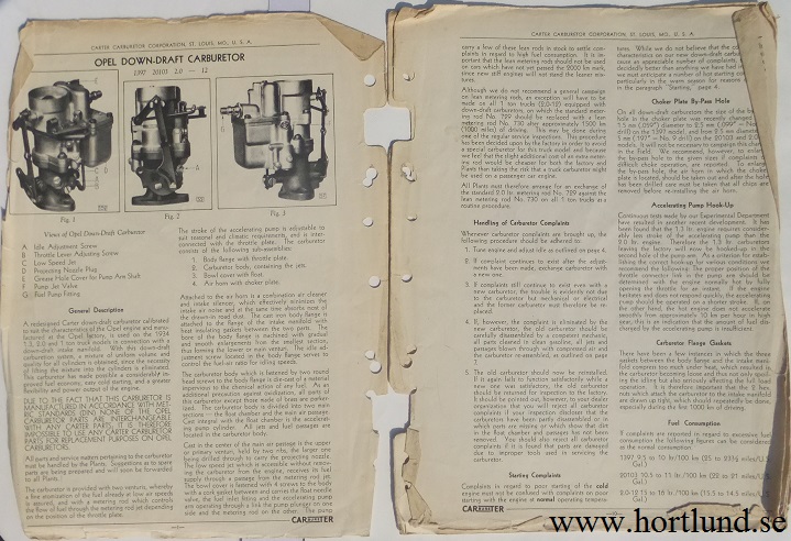 1934 Opel Downdraft Carburetor manual - 2