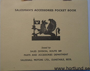 1962-1965 Vauxhall Salesman's Accessories Pocket Book
