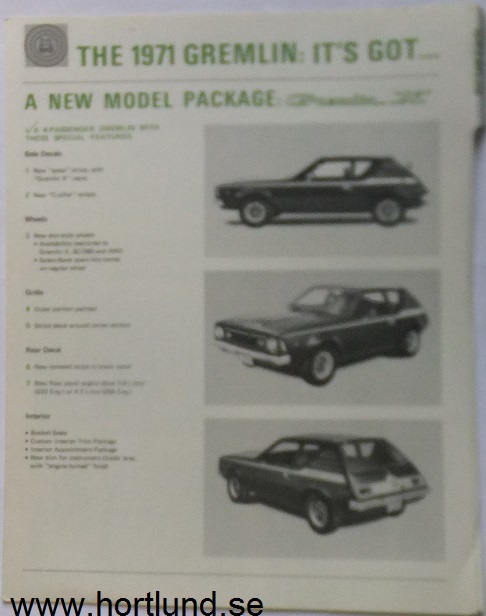 1971 AMC Gremlin faktablad