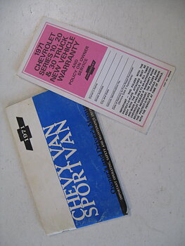 1971 Chevrolet Van + SportVan Owners Manual + New Vehicle Warranty