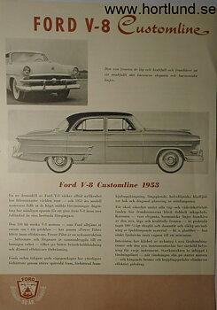 1953 Ford V-8 Customline broschyr, Svensk