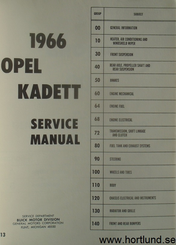 1966 Opel Kadett Service Manual - 2