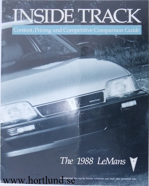 1988 Pontiac Le Mans broschyr Inside Track