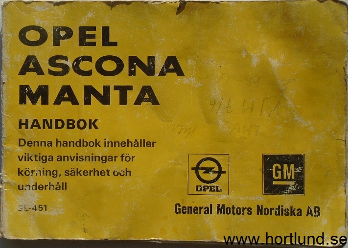 1978 Opel Ascona Manta Handbok