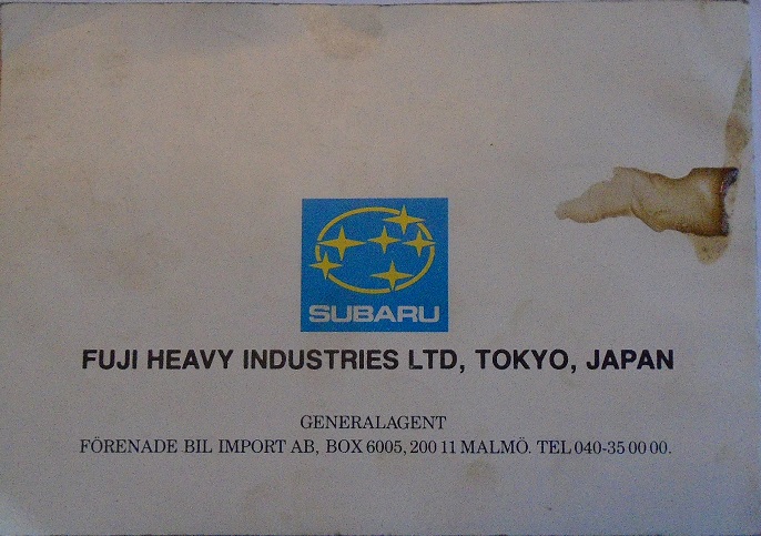 1984 Subaru Leone & Station Instruktionsbok - 2