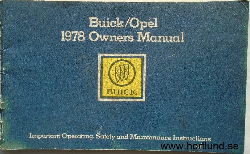 1978 Buick/ Opel Owners Manual