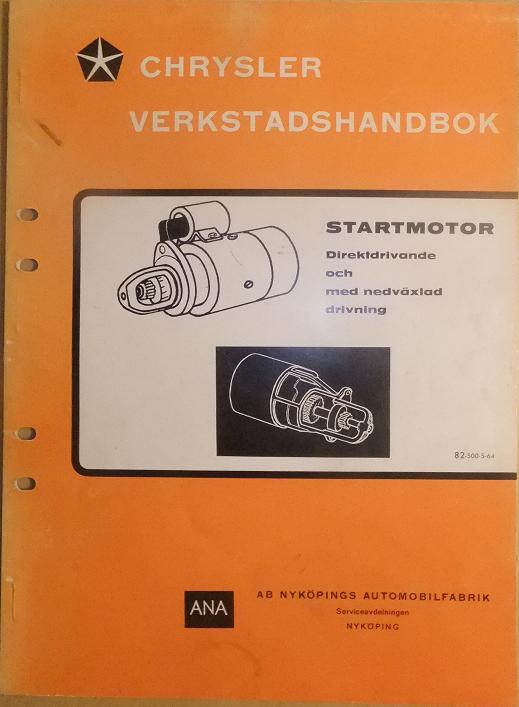 1964 Chrysler Verkstadshandbok Startmotor svensk original