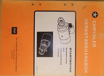 1964 Chrysler Verkstadshandbok Startmotor svensk original