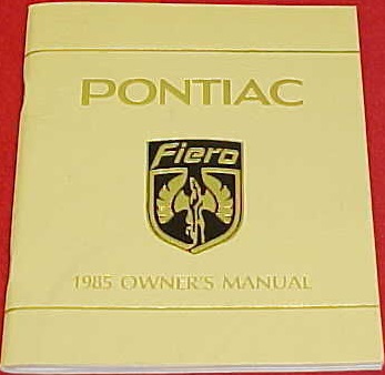 1985 Pontiac Fiero Owner's Manual