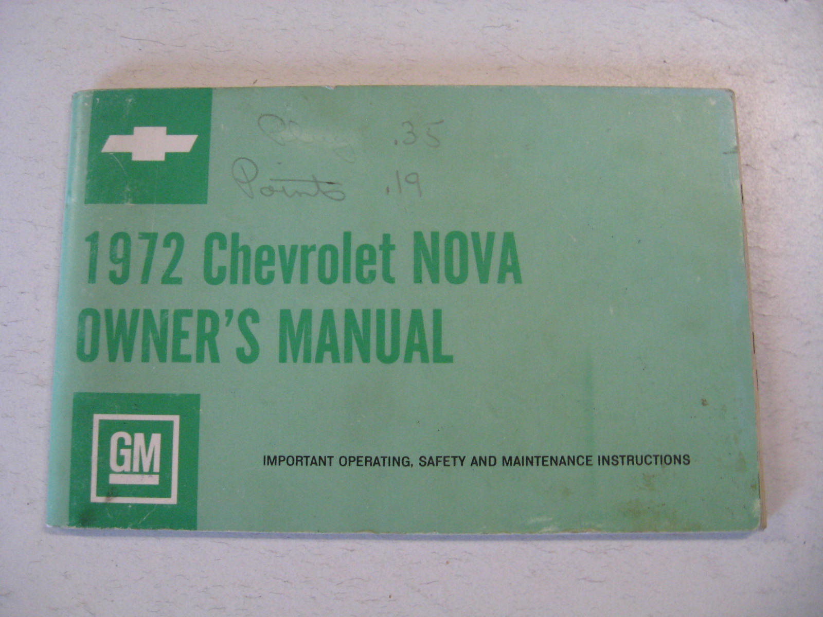 1972 Chevrolet Nova Owners Manual
