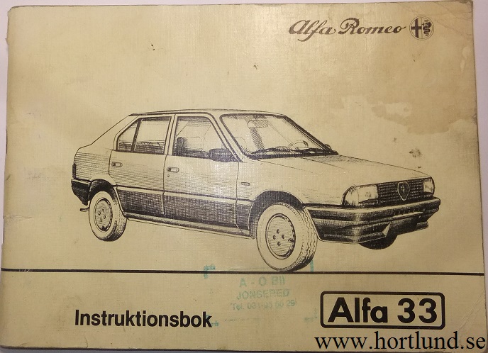 1984 Alfa Romeo Alfa 33 Instruktionsbok svensk