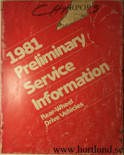 1981 Imperial Chrysler Dodge Plymouth Preliminary Service Information