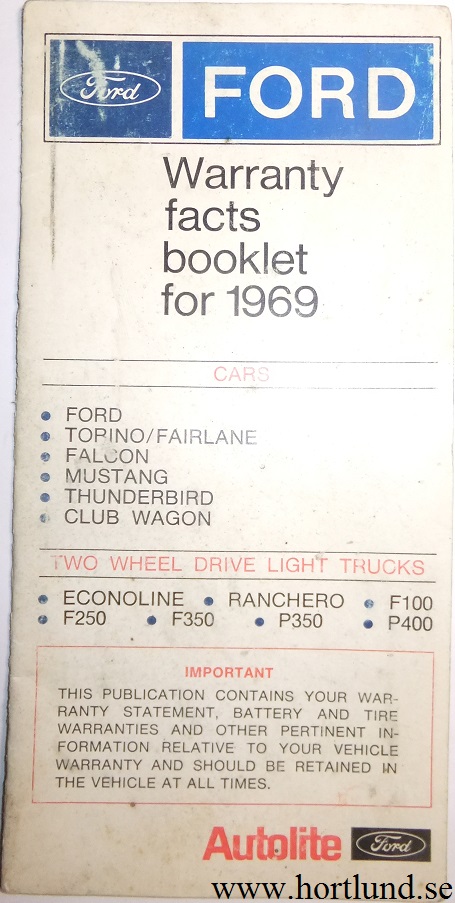 1969 Ford Warranty Facts Booklet