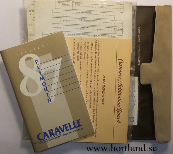 1987 Plymouth Caravelle Operating Instructions