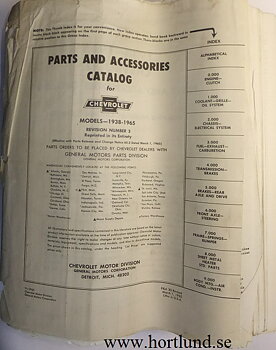 1938 - 1965 Chevrolet Parts and Accessories Catalog Revised