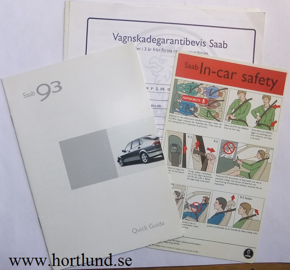 2003 SAAB 9-3 Instruktionsbok - 2