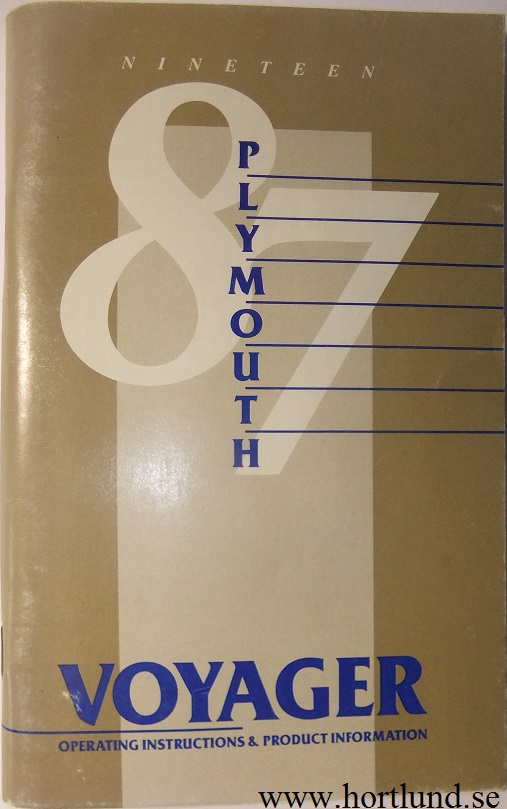 1987 Plymouth Voyager Operating Instructions