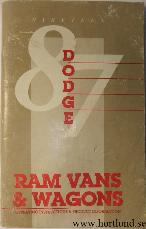 1987 Dodge Ram Vans & Wagons Operating Instructions