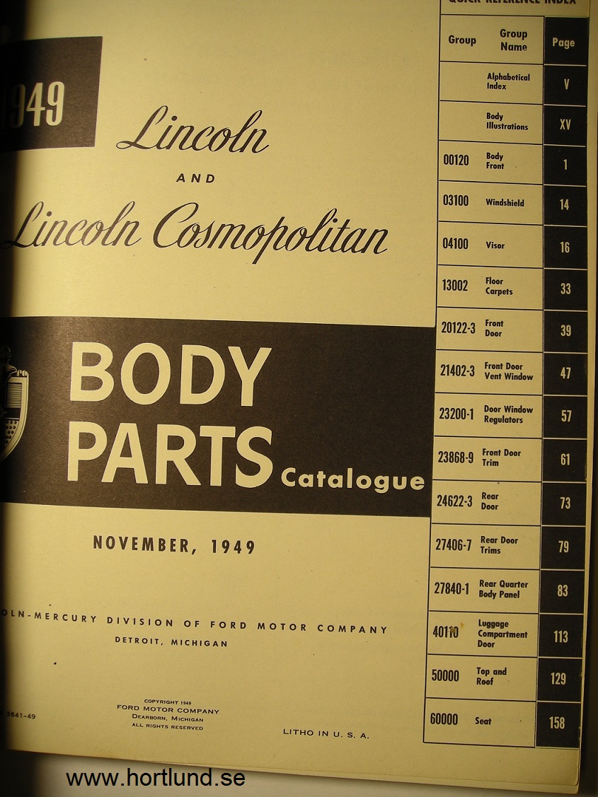 1949 Lincoln Body Parts Catalogue - 2