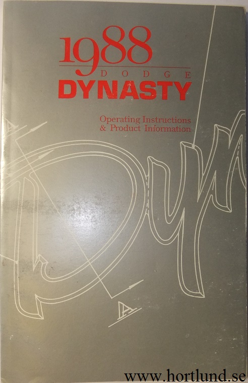 1988 Dodge Dynasty Operating Instructions