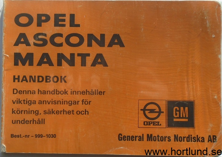 1980 Opel Ascona Manta Handbok