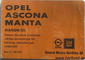 1980 Opel Ascona Manta Handbok