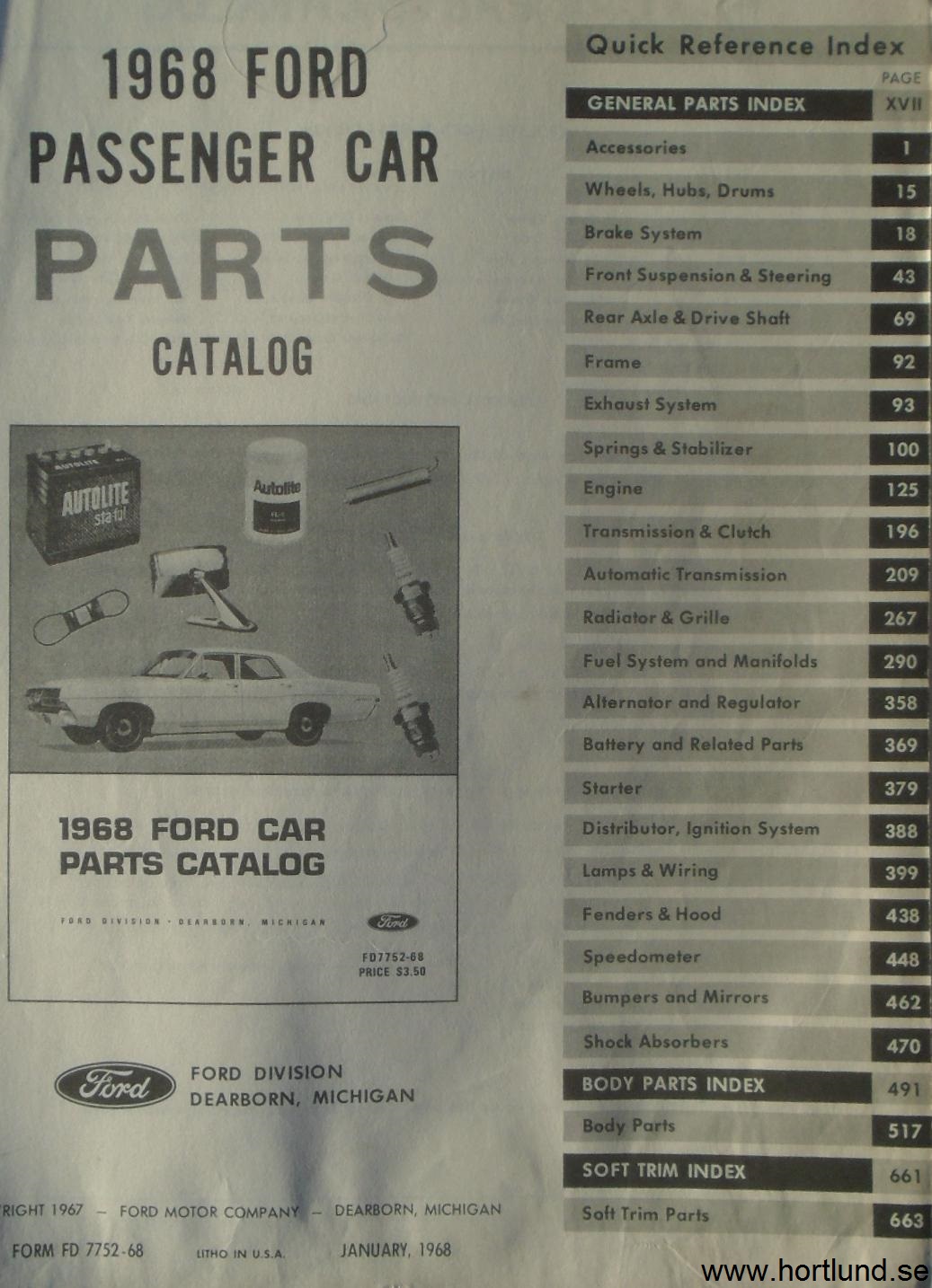 www.hortlund.se 1968 Ford Car Parts Catalog