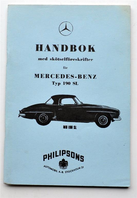 Mercedes-Benz typ 190 SL Handbok VARNING