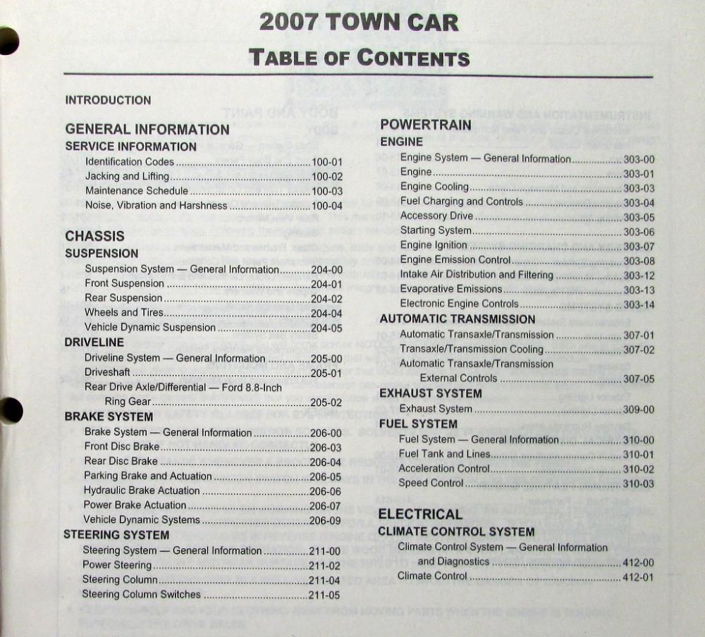 2007 Lincoln Town Car Workshop Manual - 2
