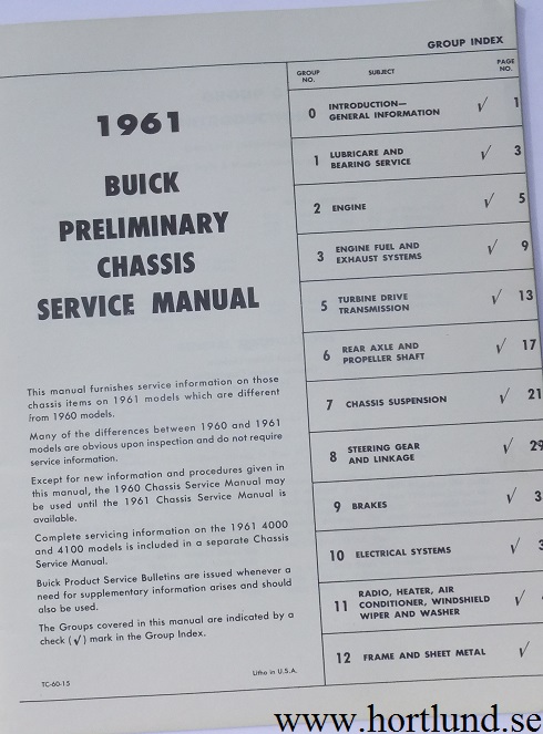 1961 Buick Preliminary Chassis Service Manual - 2