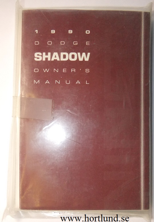 1990 Dodge Shadow Operating Instructions