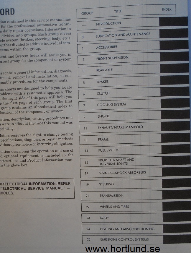 1989 Jeep  Service Manual Engine, Chassis & Body alla modeller - 2