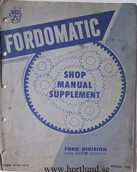 1951 Ford  Fordomatic Shop Manual supplement