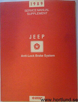 1989 Jeep  Service Manual Supplement Anti-Lock Brake System alla modeller