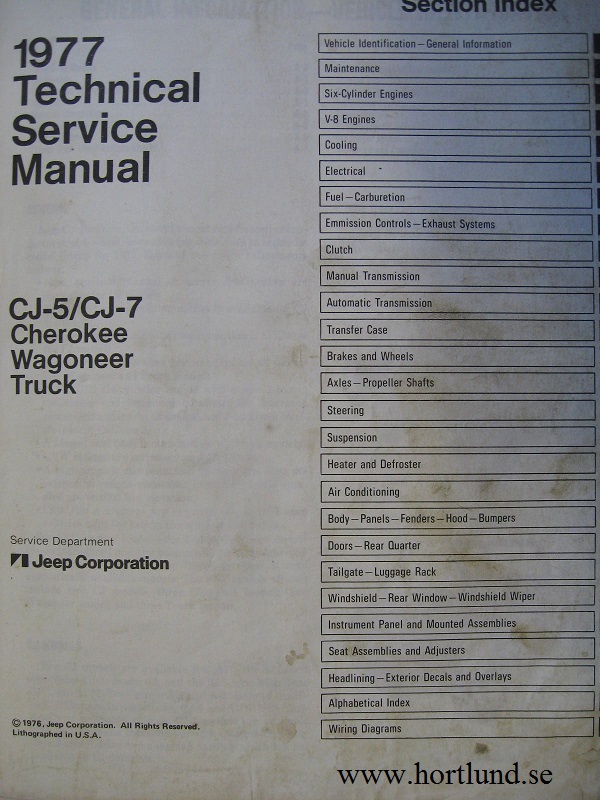 1977 Jeep Technical Service Manual original - 2