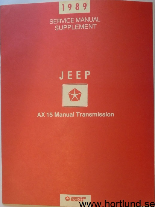 1989 Jeep  Service Manual Supplement AX 15 Manual Transmission alla modeller