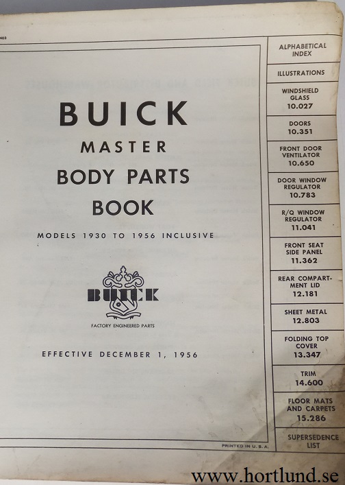 1956 - 1930 Buick Master Body Parts Book - 2