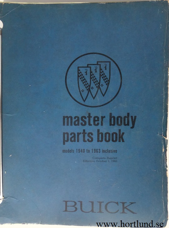 1963 - 1940 Buick Master Body Parts Book
