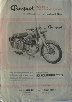 1952 Peugeot mod 176 TC4 broschyr svensk