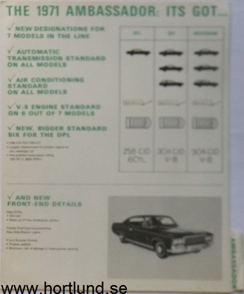 1971 AMC Ambassador faktablad