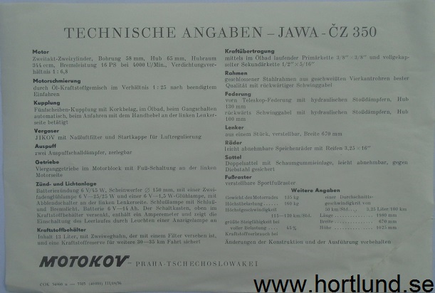 1955 Jawa 350 broschyr - 2