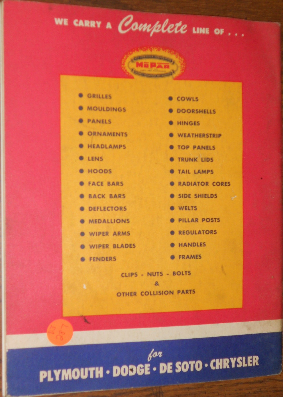 1951 - 1955 Plymoyth Dodge De Soto Chrysler Body & Sheet Metal Parts Catalog - 2