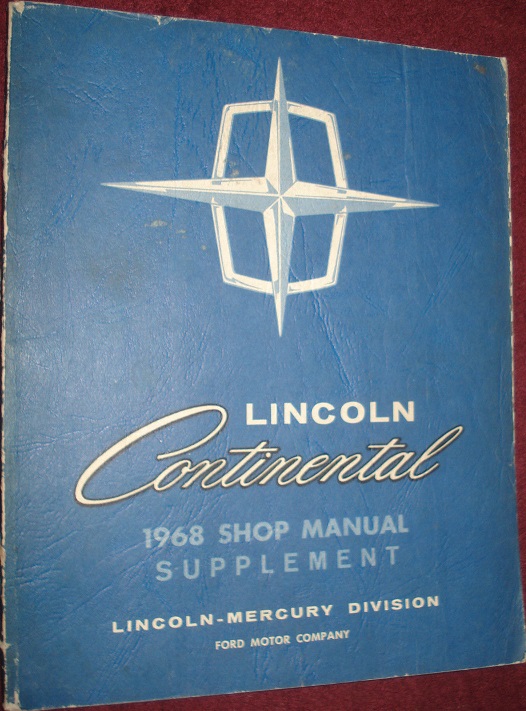 1968 Lincoln Continental Shop Manual supplement
