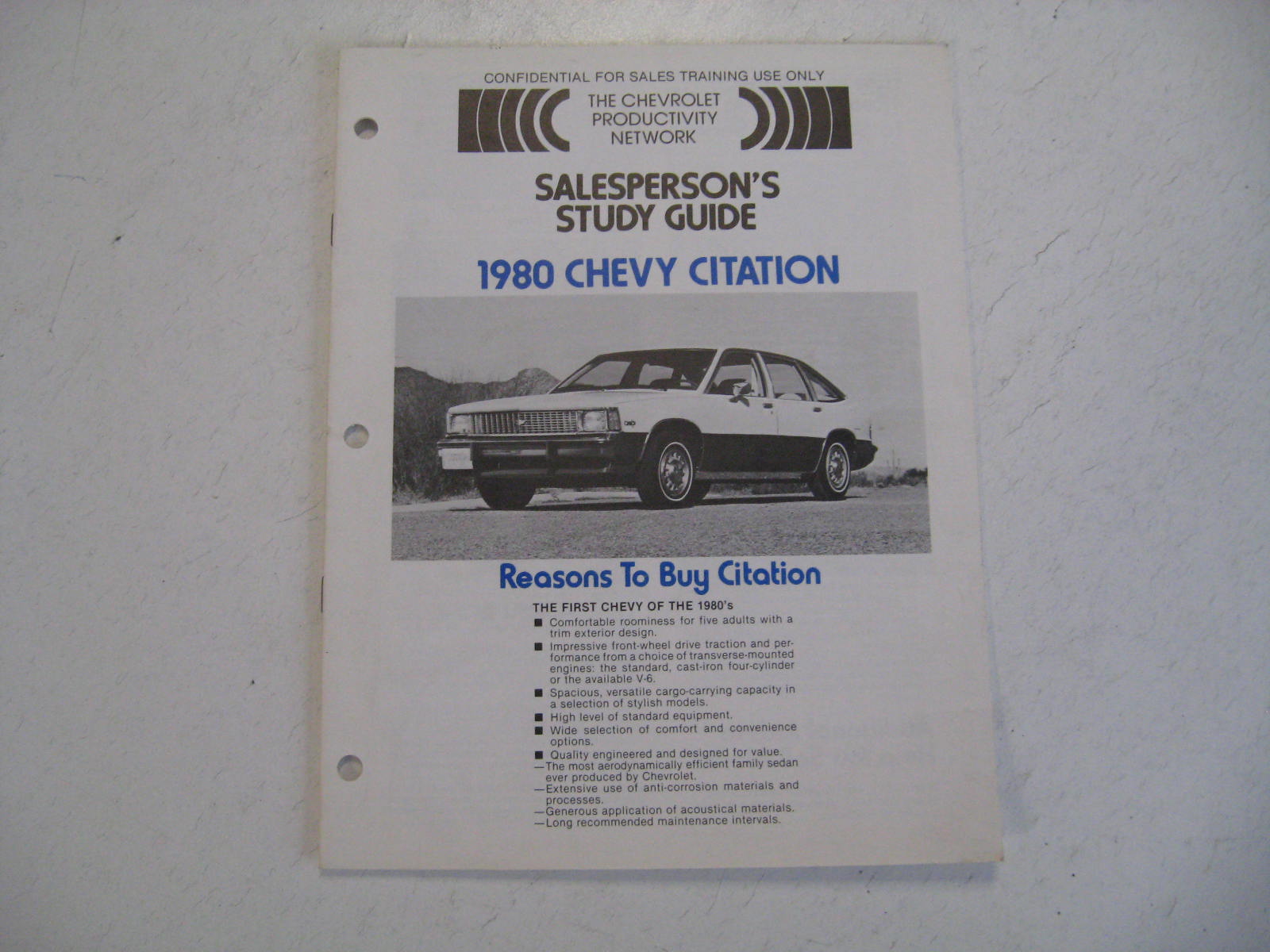 1980 Chevrolet Salespersons Study Guide Citation