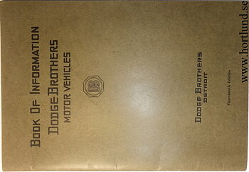 1922 Dodge Book of Information