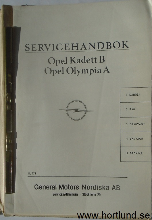 1967 Opel Kadett B och Olympia A Servicehandbok komplett - 2